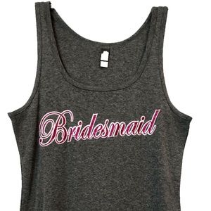 (NOWT) District Made Women's Gray Bridesmaid Bling Tank Top Size L